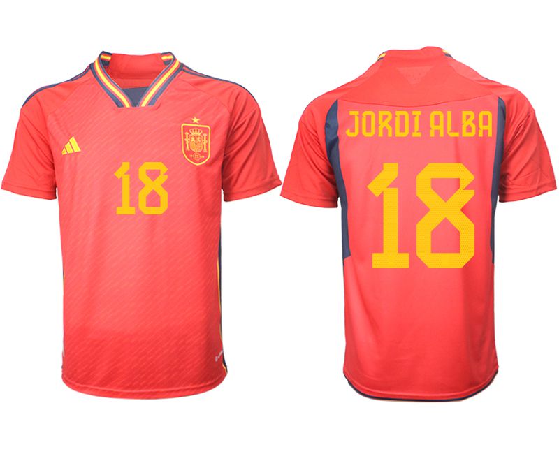 Men 2022 World Cup National Team Spain home aaa version red #18 Soccer Jerseys->spain jersey->Soccer Country Jersey